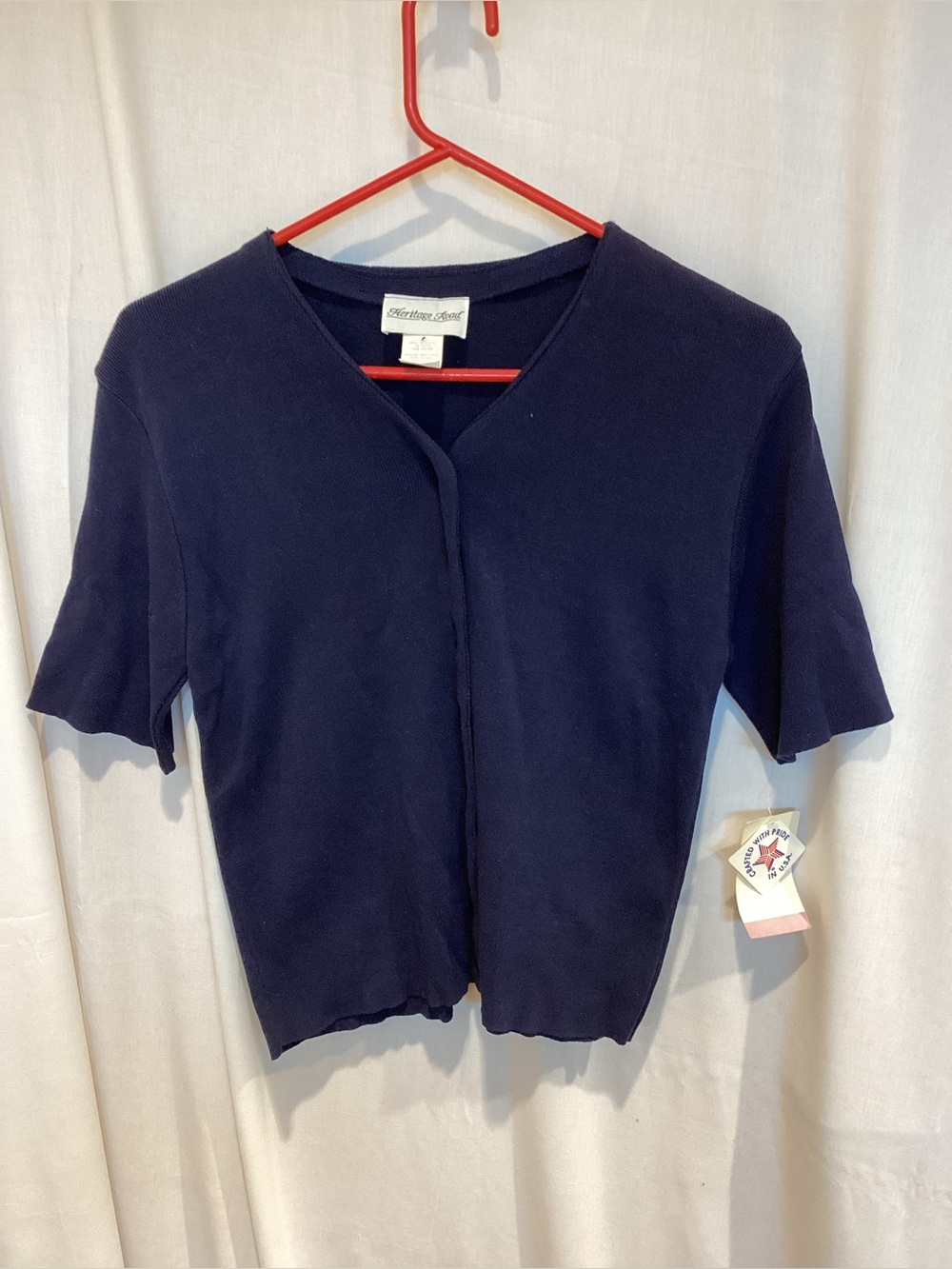Navy Short Sleeve Cardigan - Vintage Vibes